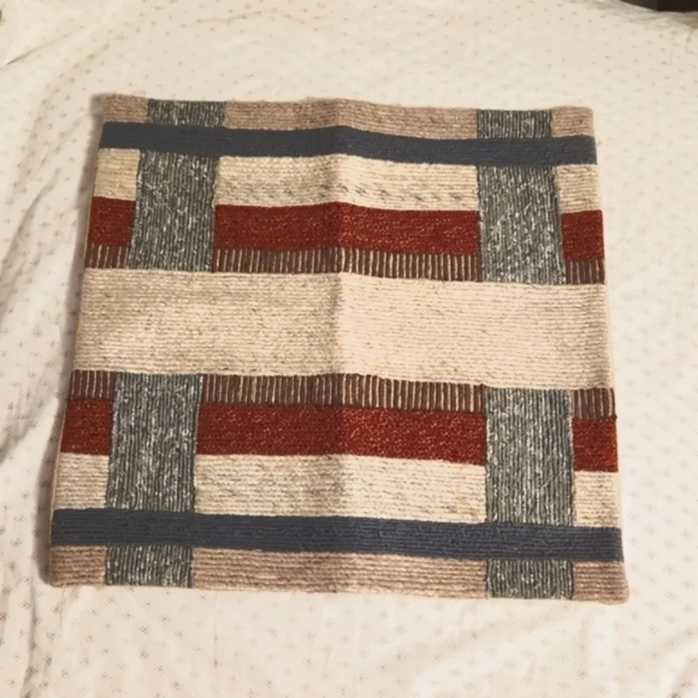 West Elm Sarita Handa geo patchwork corded linen pillow cover 18